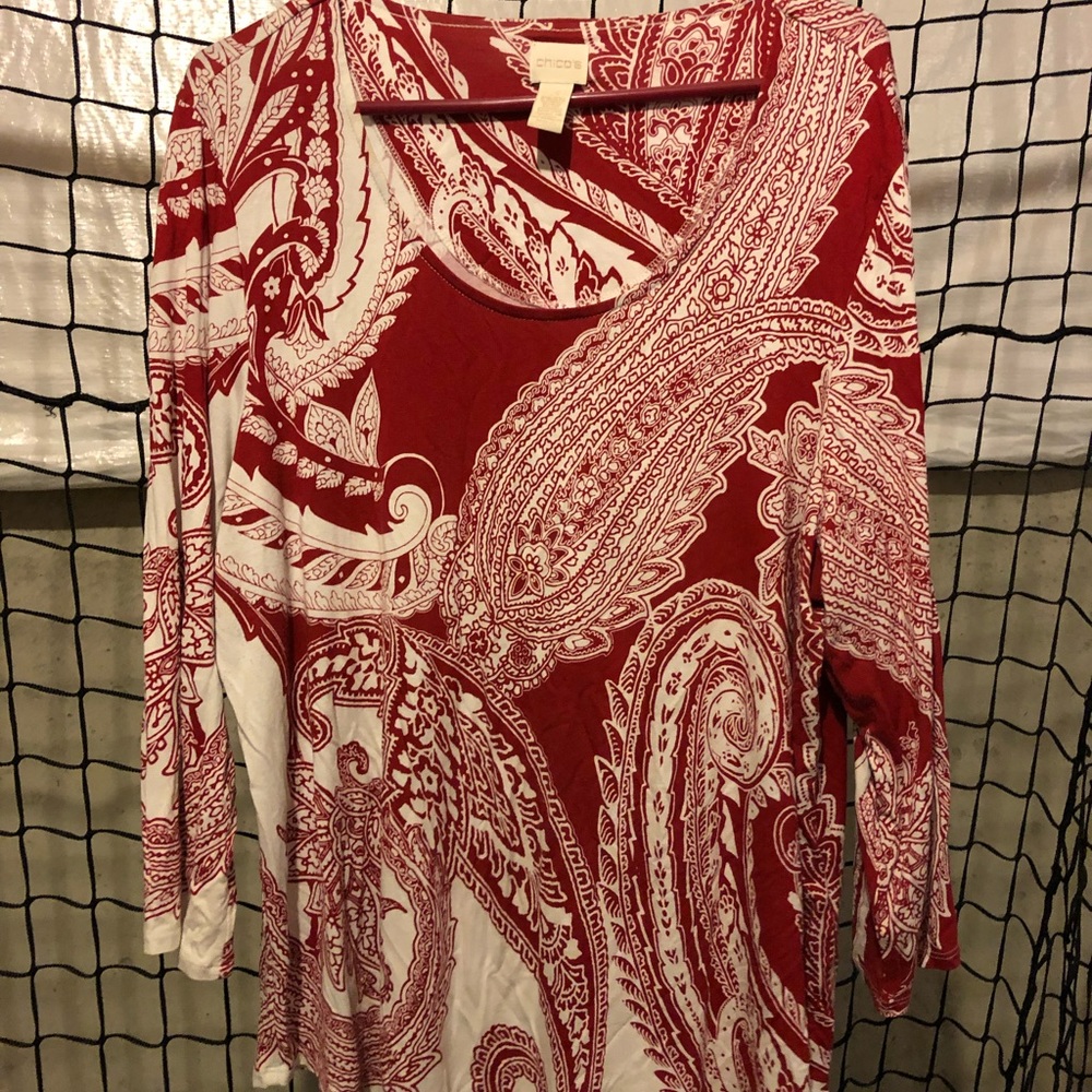 Chico’s red & white paisley top